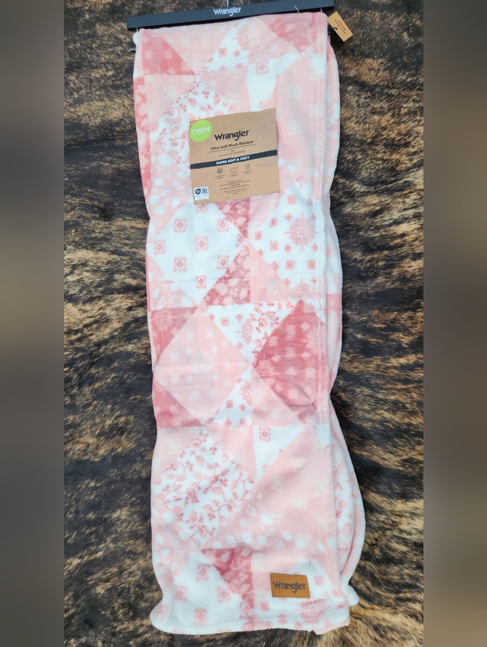 Wrangler Pink and White TWIN size Blanket
